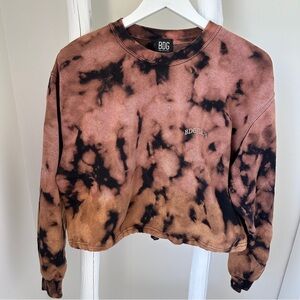BDG Black and Brown Tie Dye Cropped Sweatshirt Relaxed Fit Size Medium